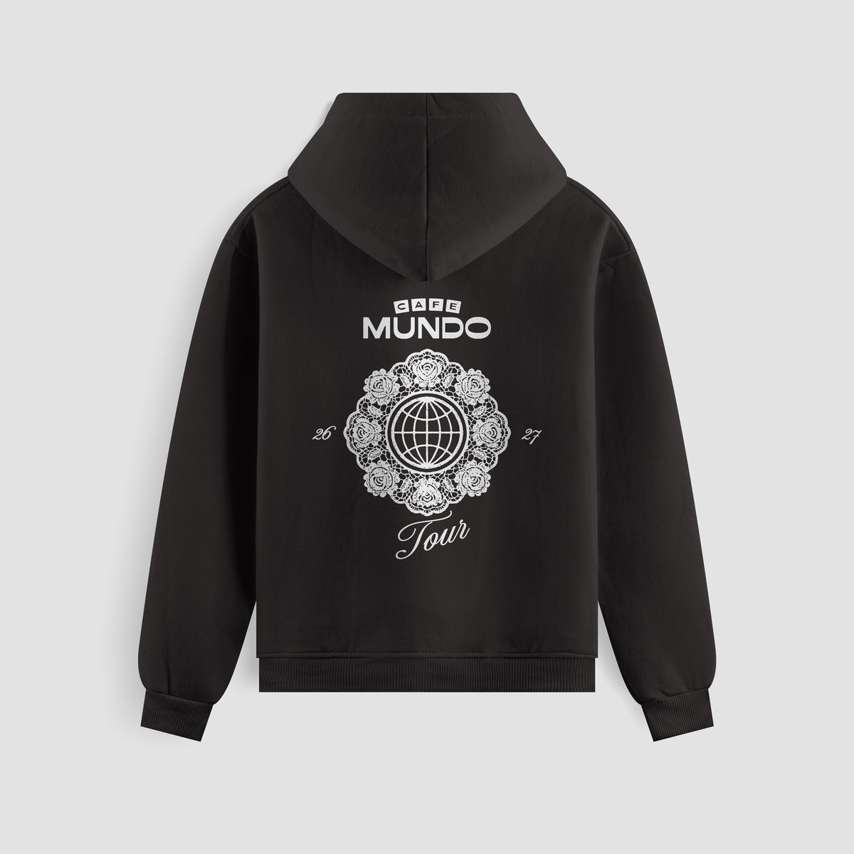 Hoodie noir Cafe Mundo Tour de Carbonne, vue de dos