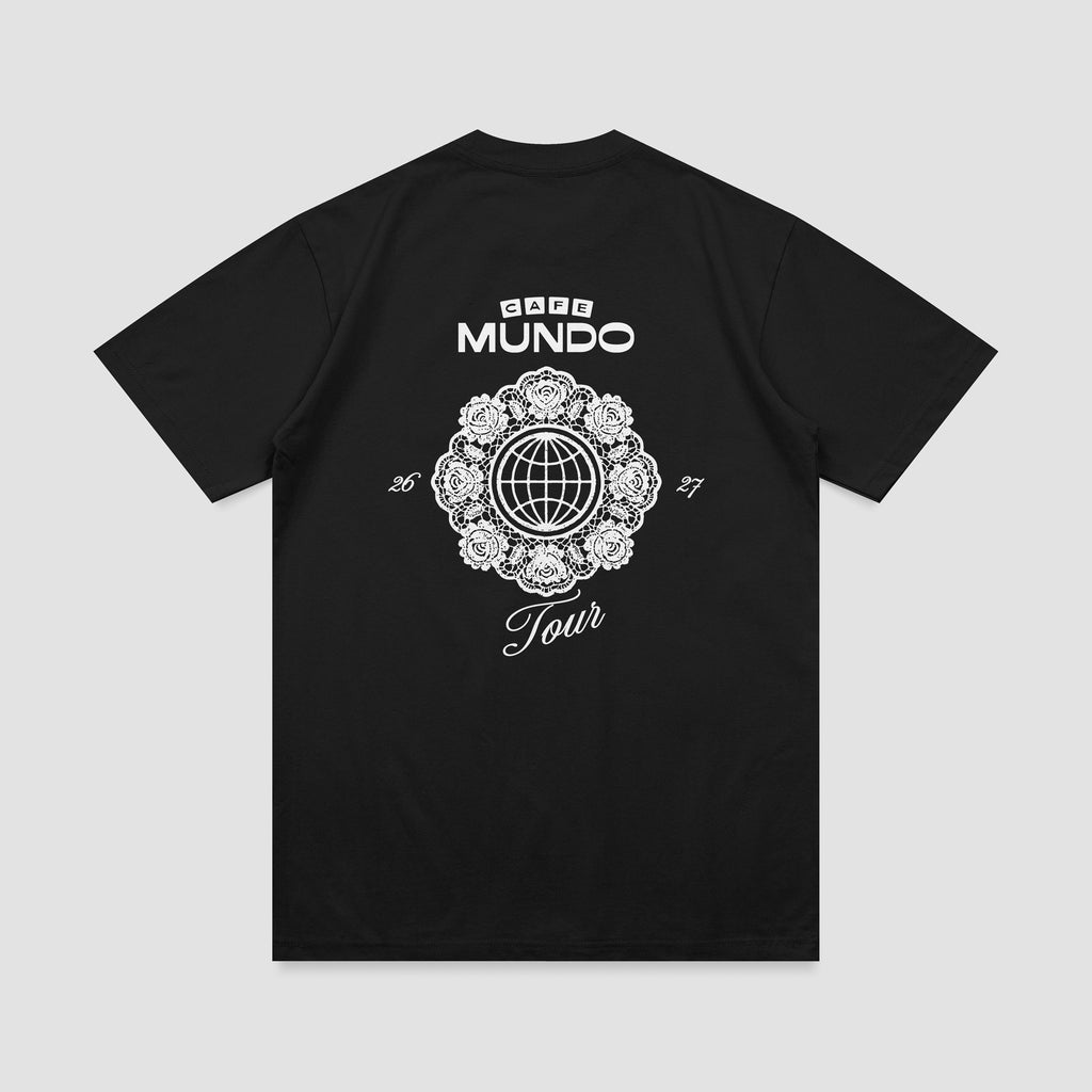 T-shirt noir Cafe Mundo Tour de Carbonne, vue de dos