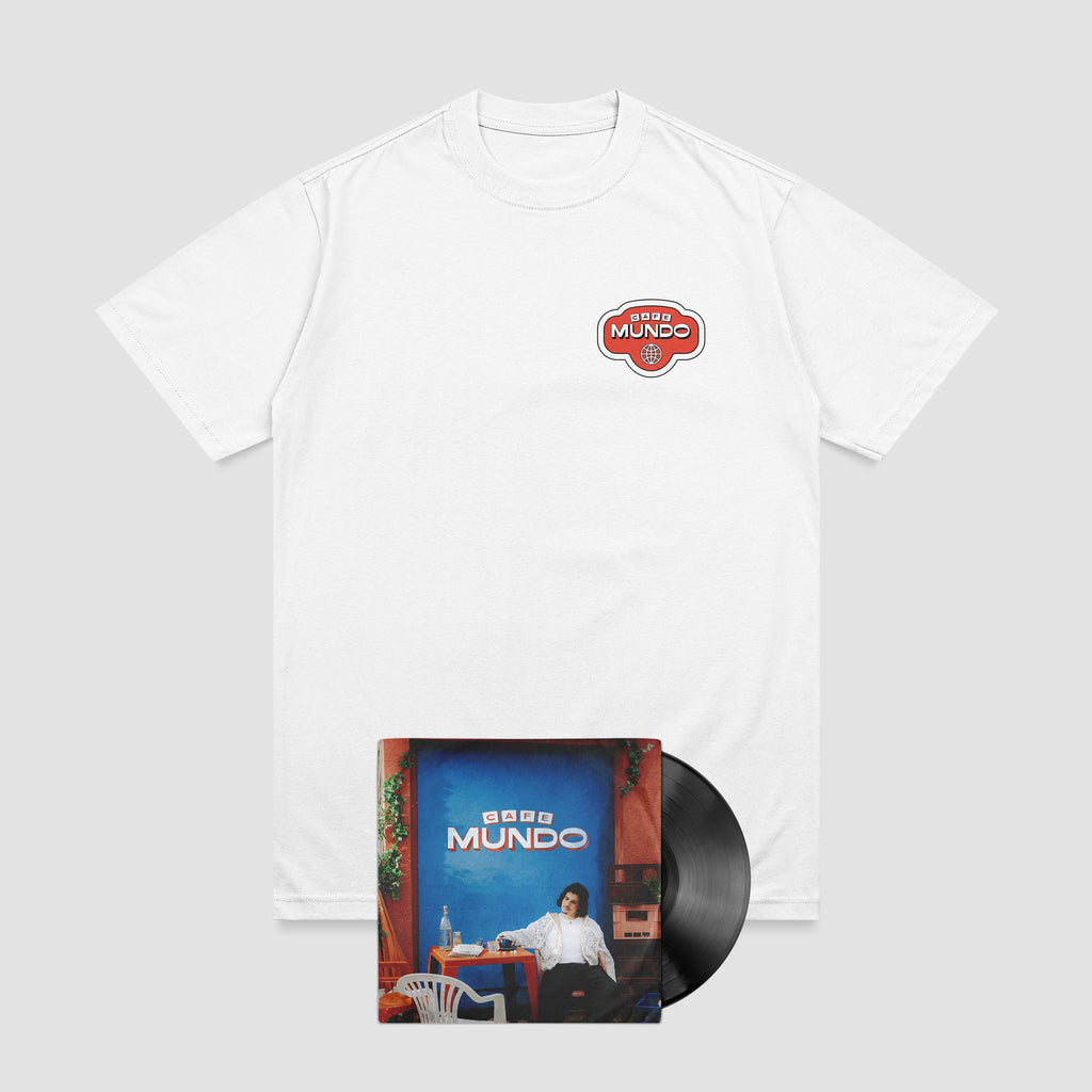 Pack vinyle et T-shirt blanc Cafe Mundo de Carbonne