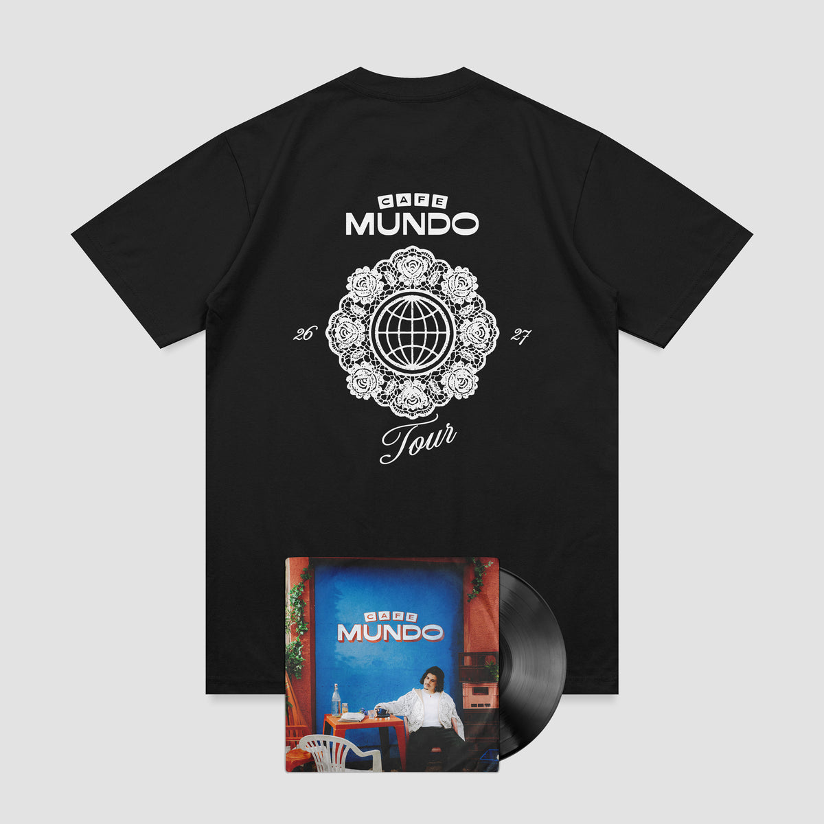 Pack vinyle et T-shirt noir Cafe Mundo Tour de Carbonne
