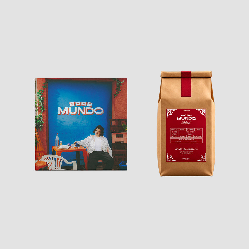 Pack CD Cafe Mundo et paquet de café Carbonne